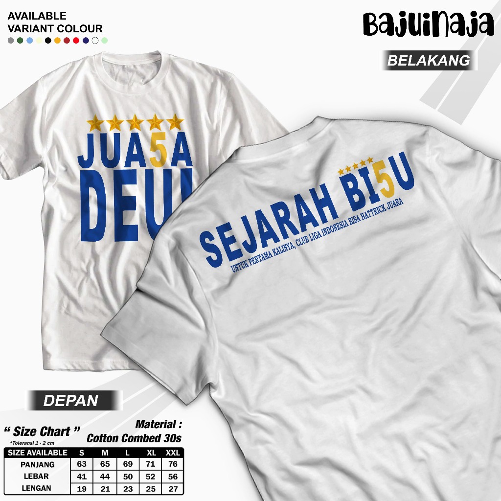 Kaos distro Persib Sejarah Biru / baju sejarah biru Persib Juara
