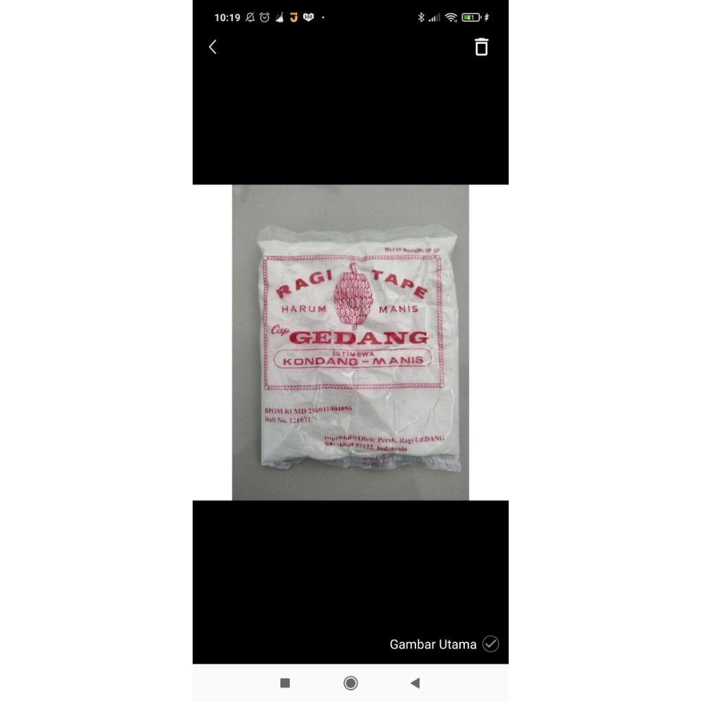 Ragi tape singkong cap gedang isi 10 sachet ragi tape harum manis cap gedang istimewa kondang manis