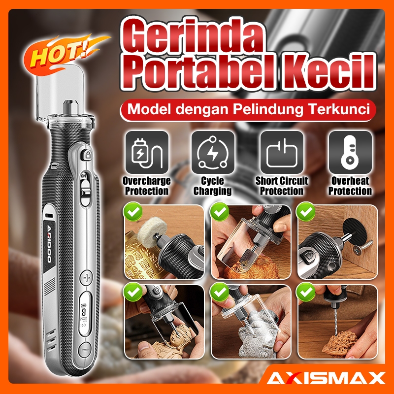 COD Mesin Bor Mini Cordless 380 Dinamo Kuat Mini Grinder Set 8 Speed Digital Display LED Lampu Bater