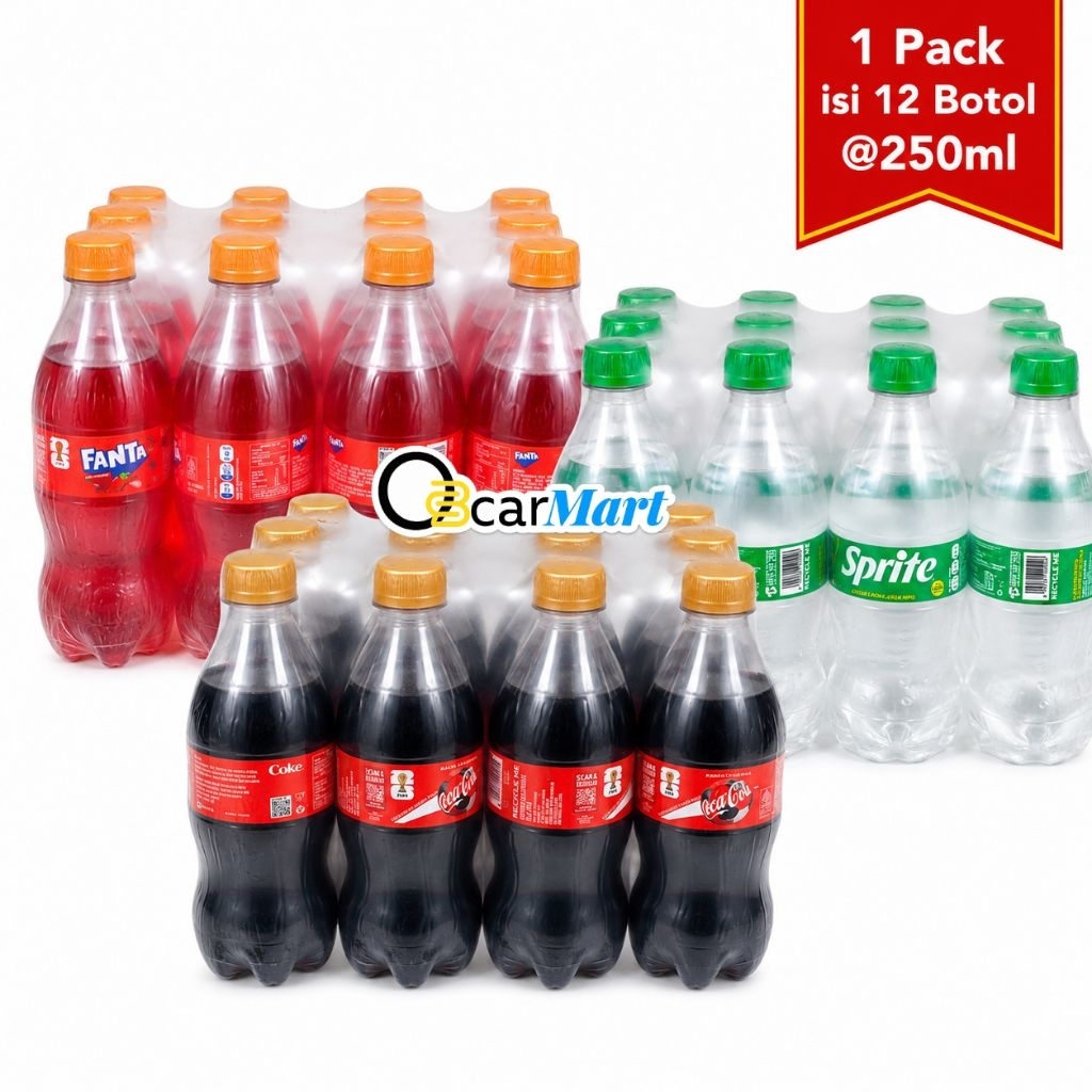 COCA COLA FANTA SPRITE Botol Imut 250mL isi 12 Kecil