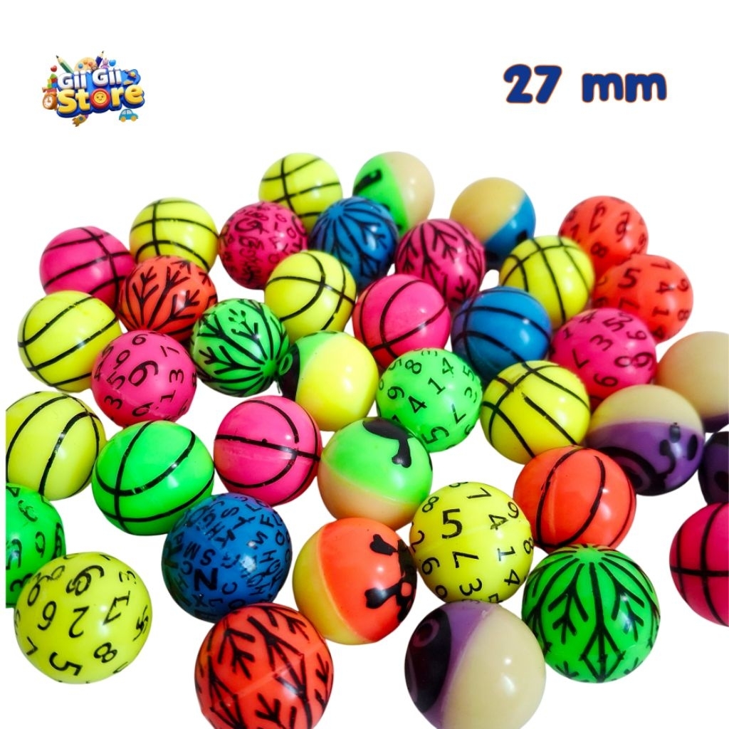 20 Pcs Bola Bekel Motif Semangka Spiderman Bola Basket Campur 27mm Grosir Mainan