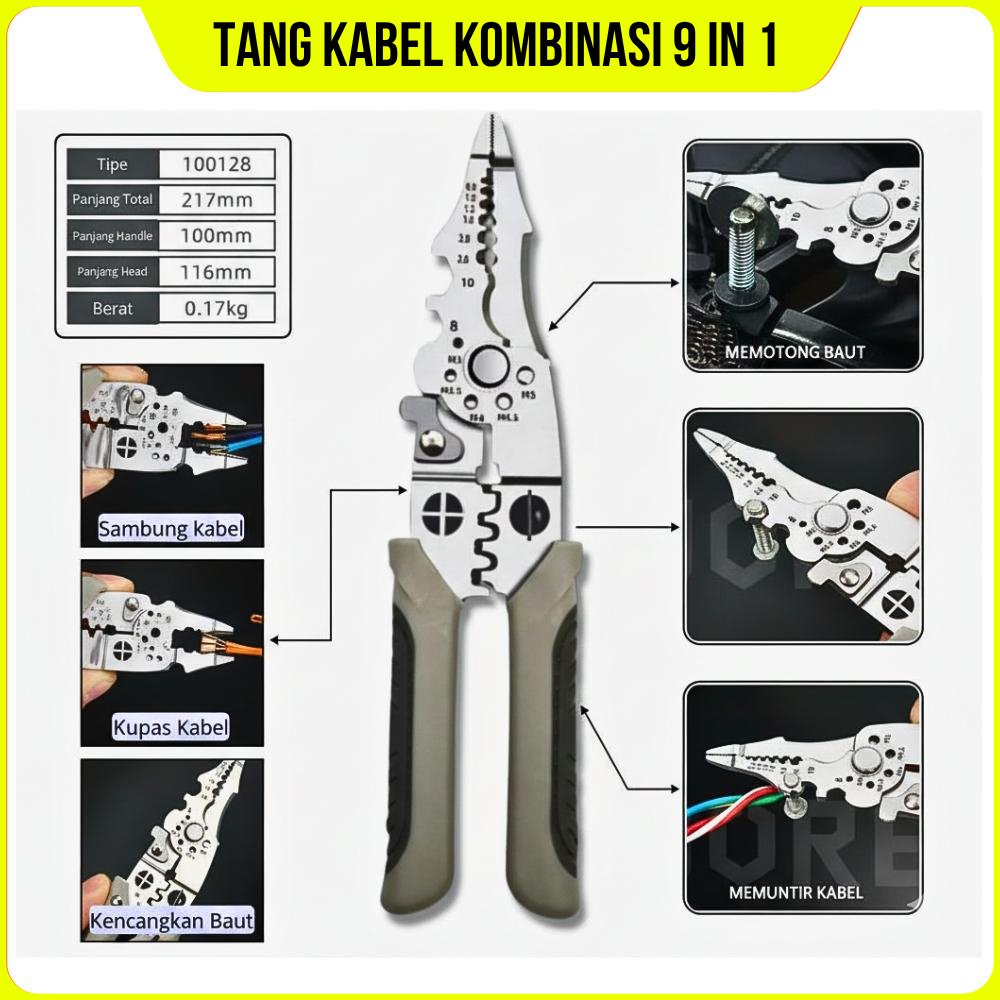 Tang Kabel Listrik PLN Penyambung Kabel Dekustrasi Multifungsi Tang Kupas Potong kabel Listrik 28 IN