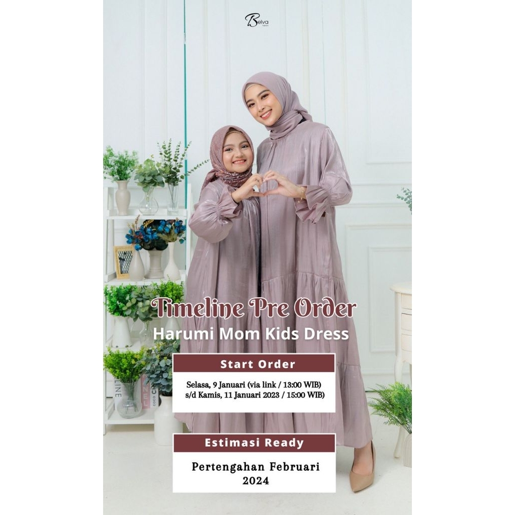 (READY) HARUMI DRESS (MOM & KIDS) by BELVA // Dress Ibu dan Anak Premium