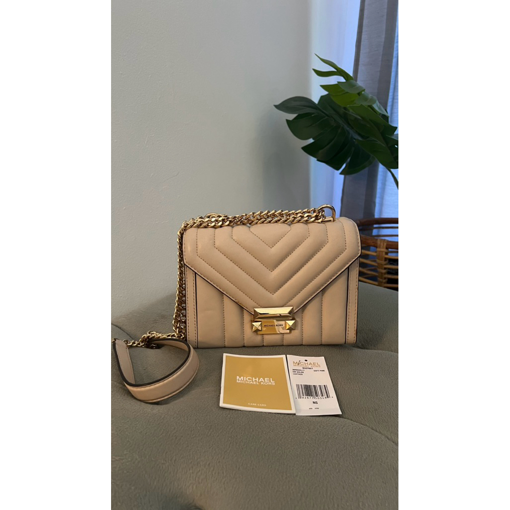 (preloved) mk whitney quilted shoulder bag - soft pink