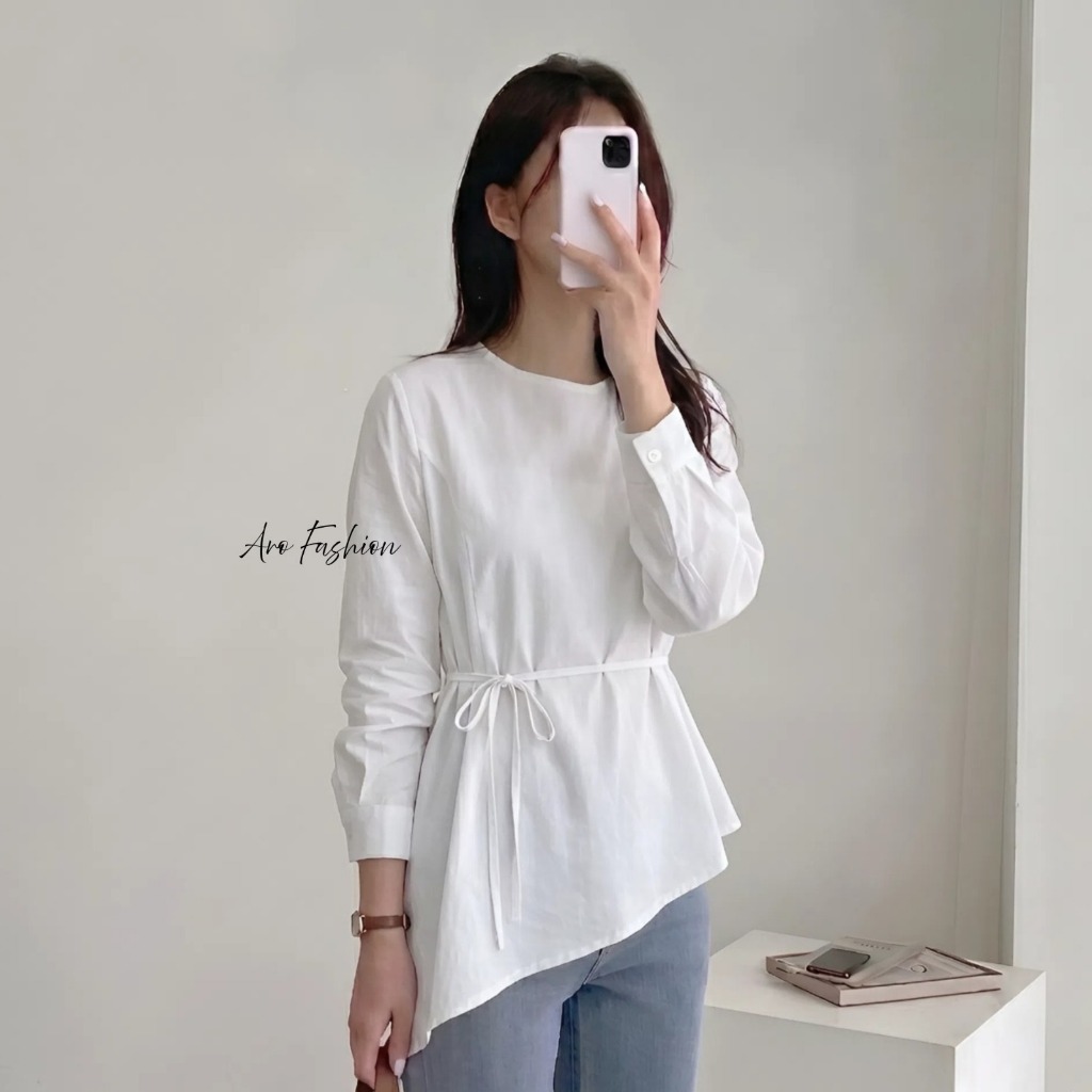 Mina Blouse Rayon Asimetris Wanita Tali Samping Korean Look