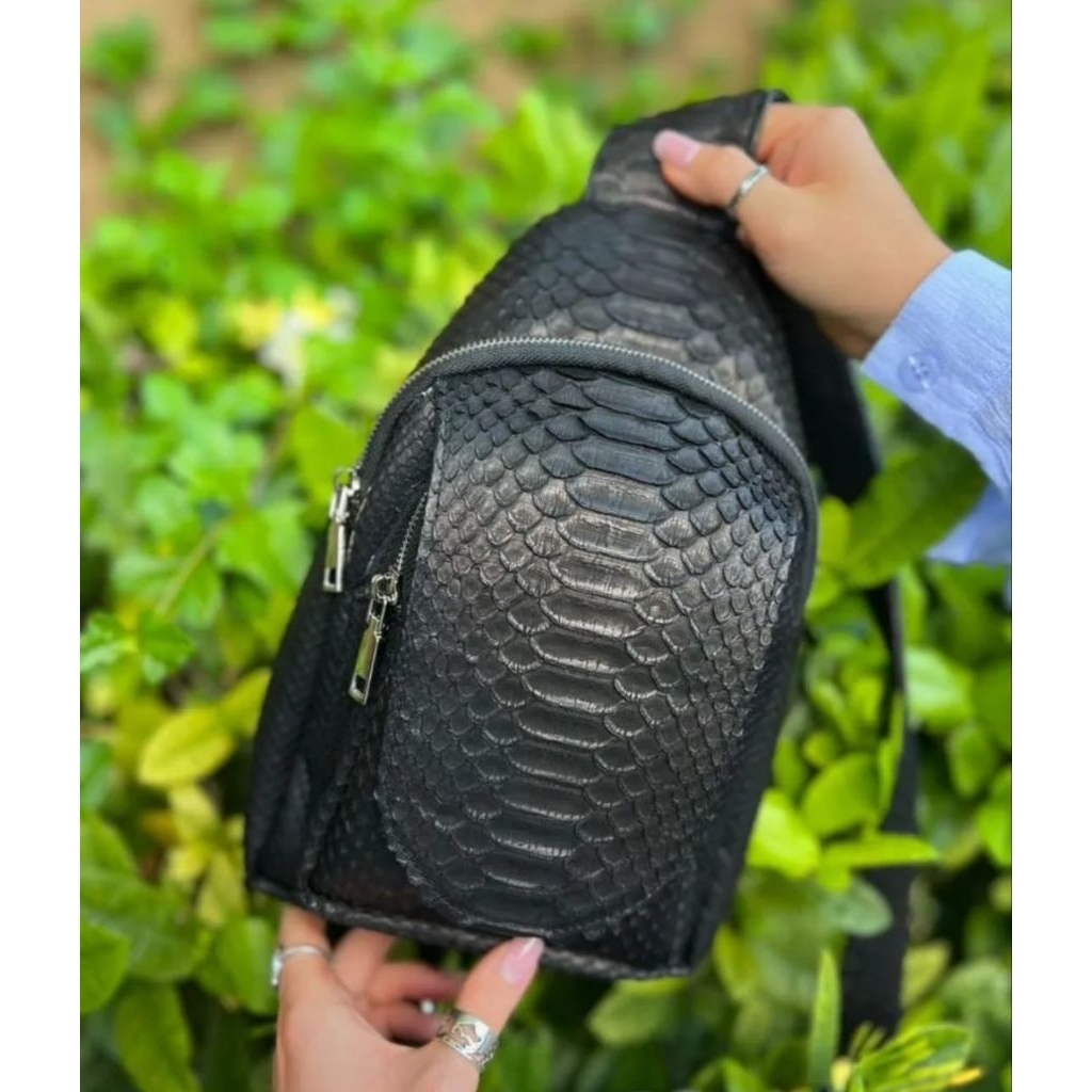 Tas selempang bahu pria Kulit ular piton
