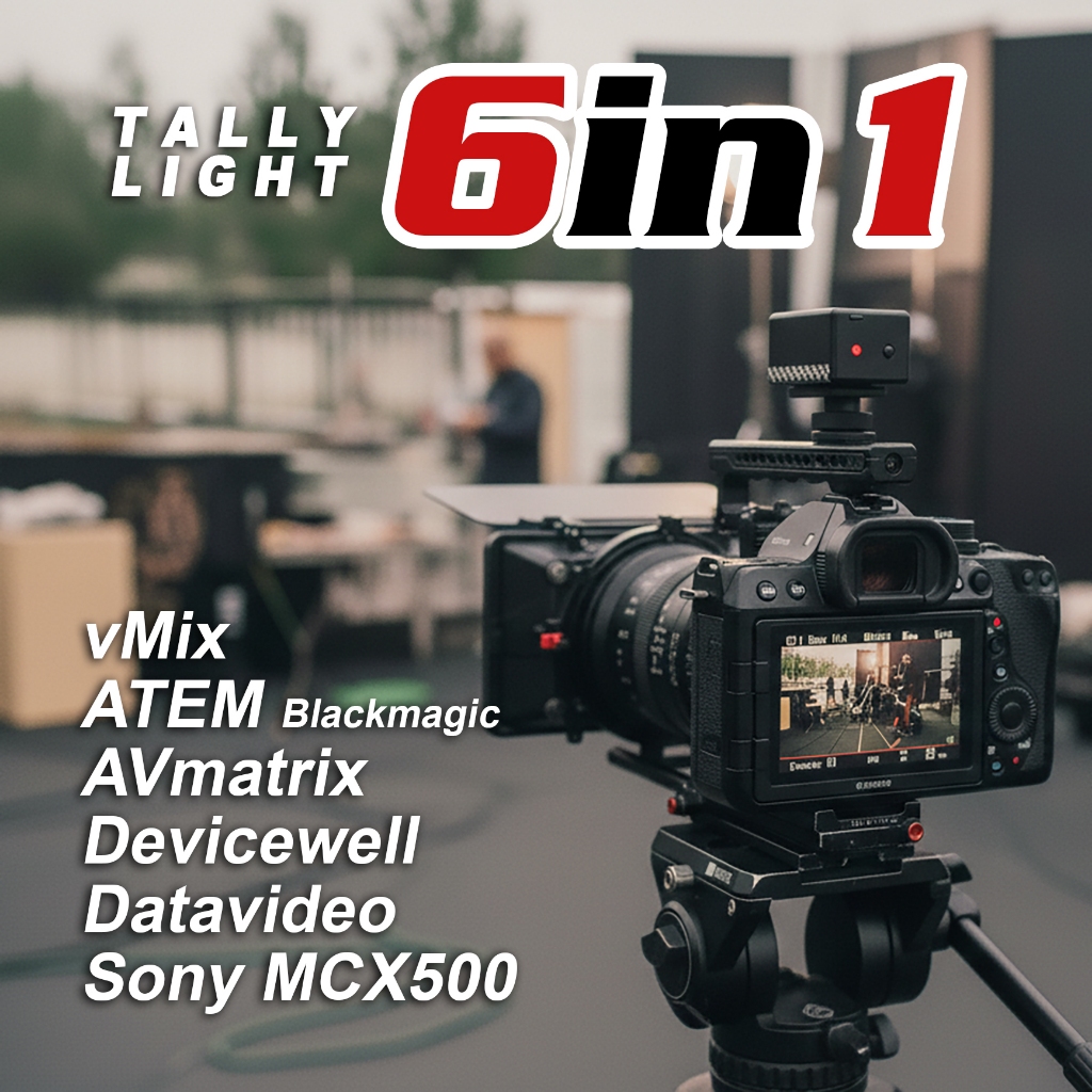 Tally Light Long Range Version 6in1 ( ATEM, VMIX, AVMATRIX, DEVICEWELL, DATAVIDEO, SONY MCX500 )