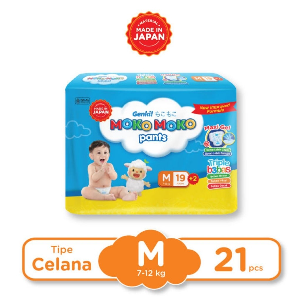 PROMO AMBYAR Genki Moko Moko Pants M19+2 Popok Celana Bayi Original Anti Bocor Promo / pampers murah