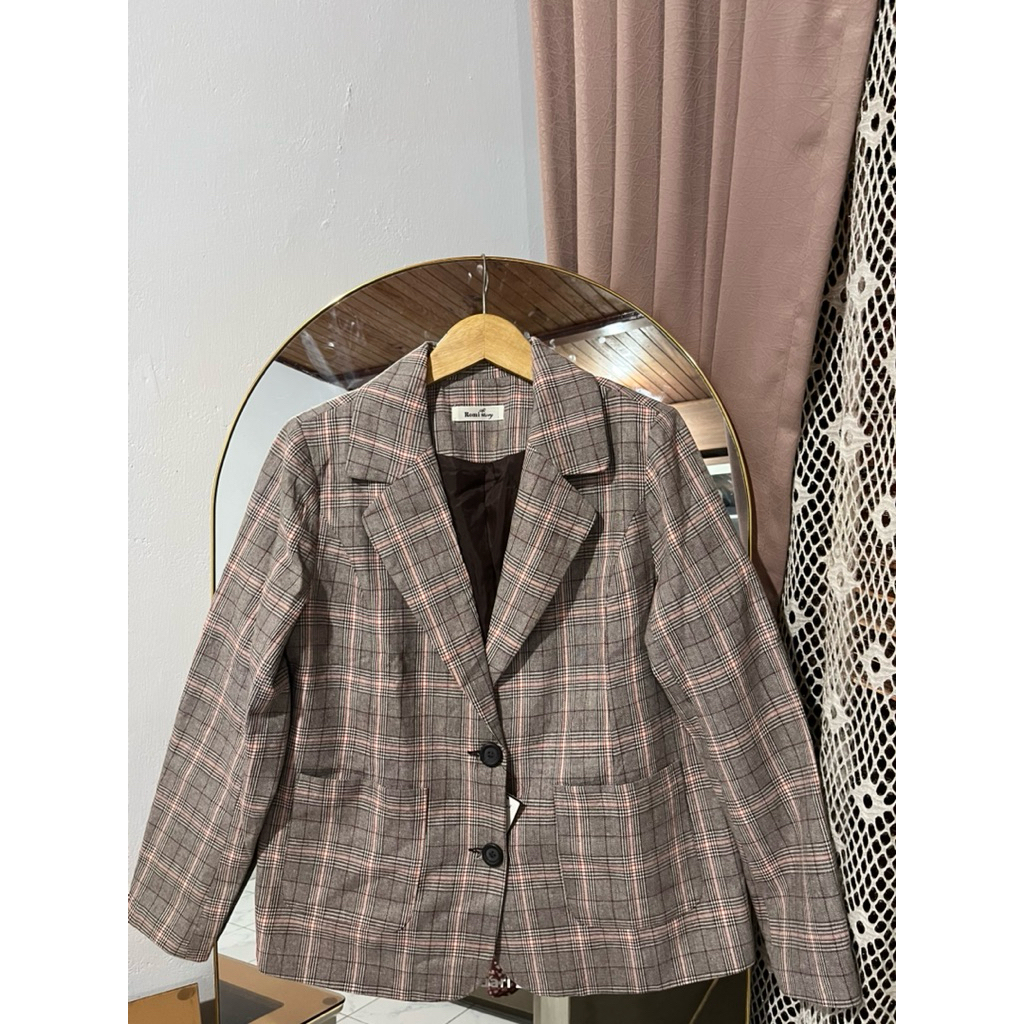 Preloved blazer Romi Story tartan premium full furing