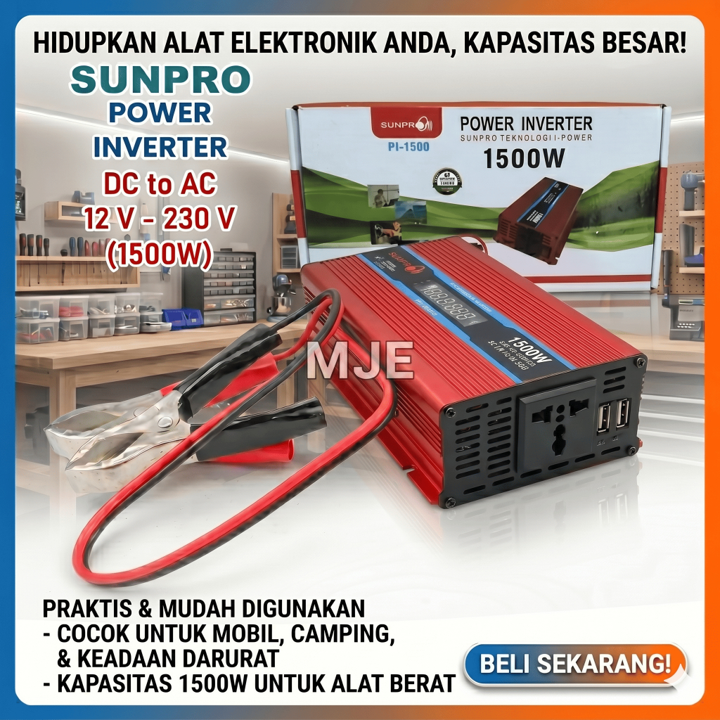 Inverter Power DC To AC 1500 Watt SUNPRO Pl-1500 With USB 5V / Power Inverter 1500 Watt