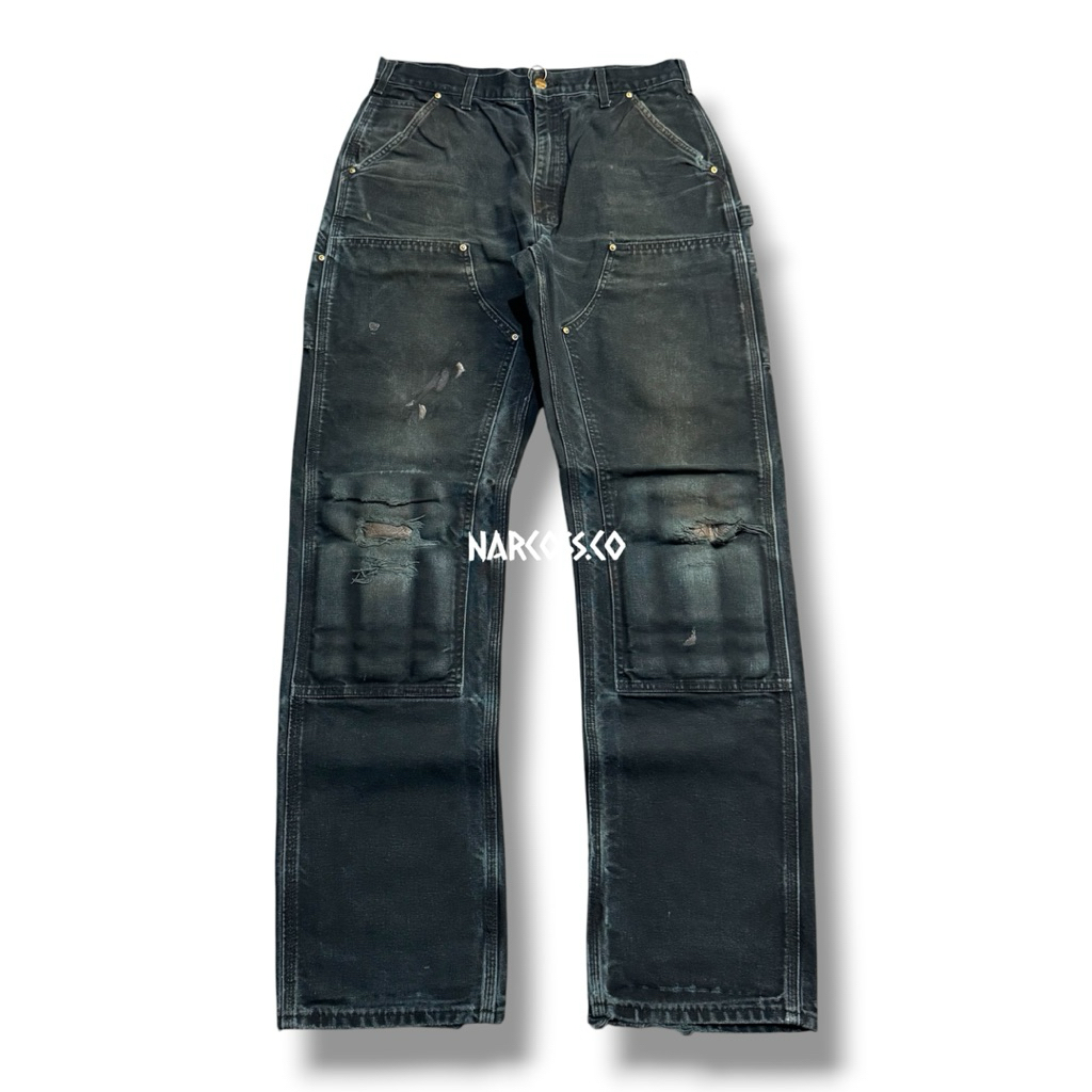 Carhartt Pants Double Knee Carpenter B01 BLK Loose Original Fit Made in USA (Canvas)  kode - K512 si