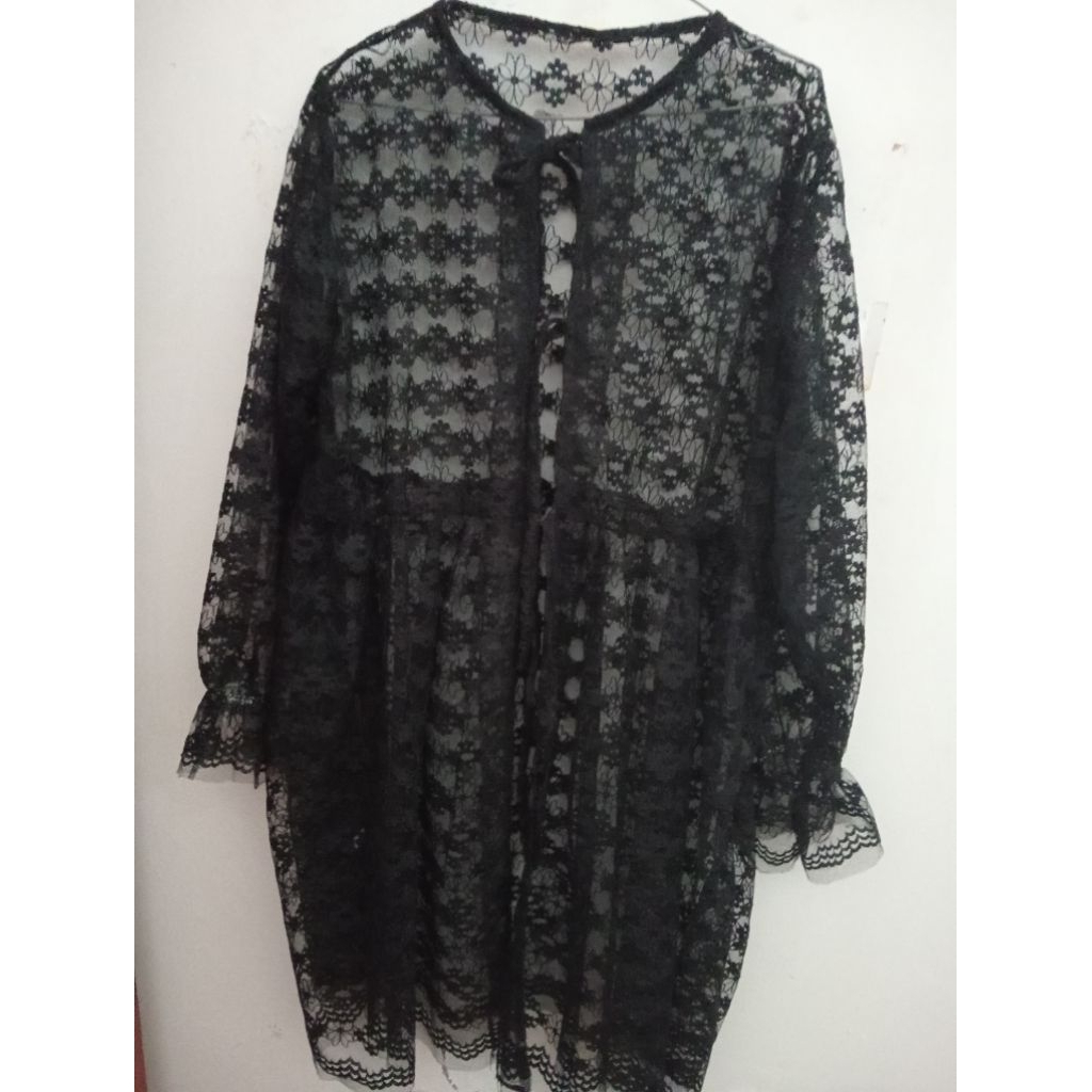 Outer Lebaran Brokat  | Kemeja Bordir Halus | Blouse Tile | Kebaya Atasan Wanita | Baju lebaran Oute