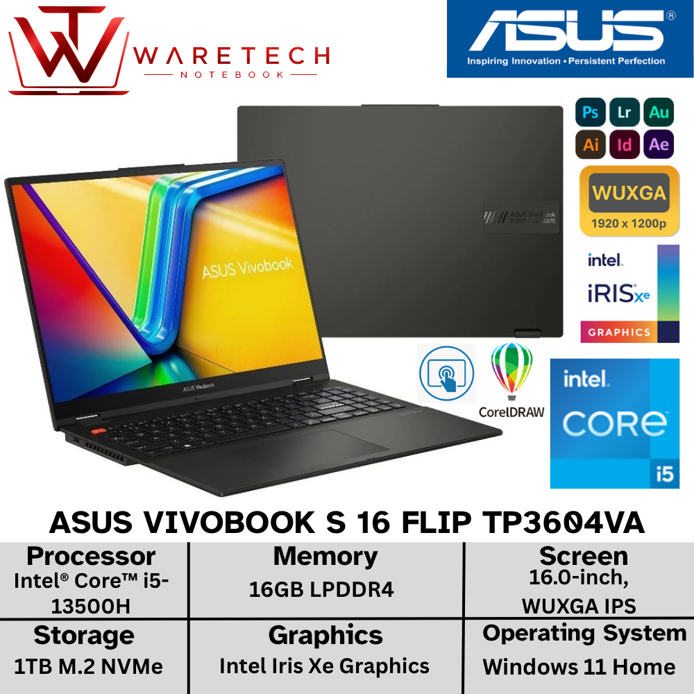 ASUS Vivobook 5 16 Flip TP3604VA i5 1335U 16GB 1TB SSD 16 WUXGA Touch Win11