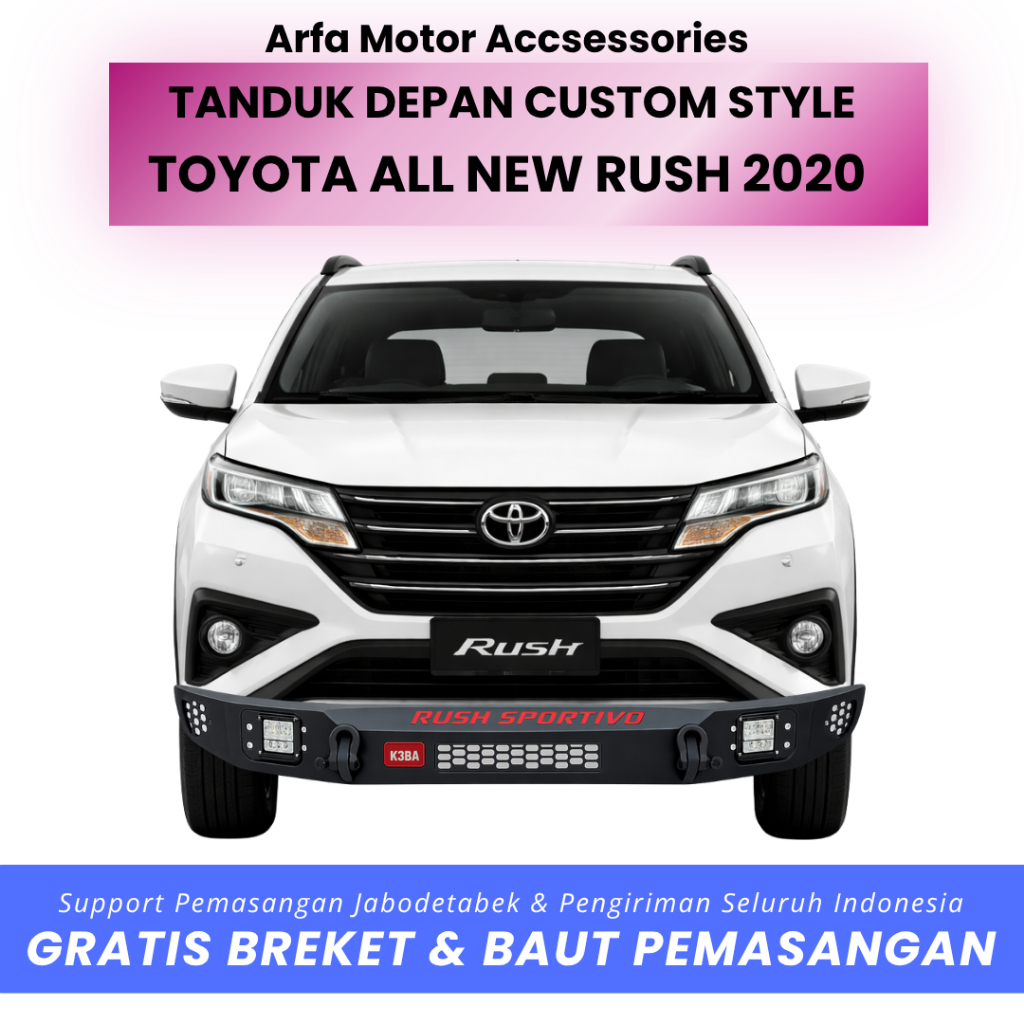 Tanduk depan ALL NEW RUSH 2020 custom towing pengaman pelindung bemper anti karat
