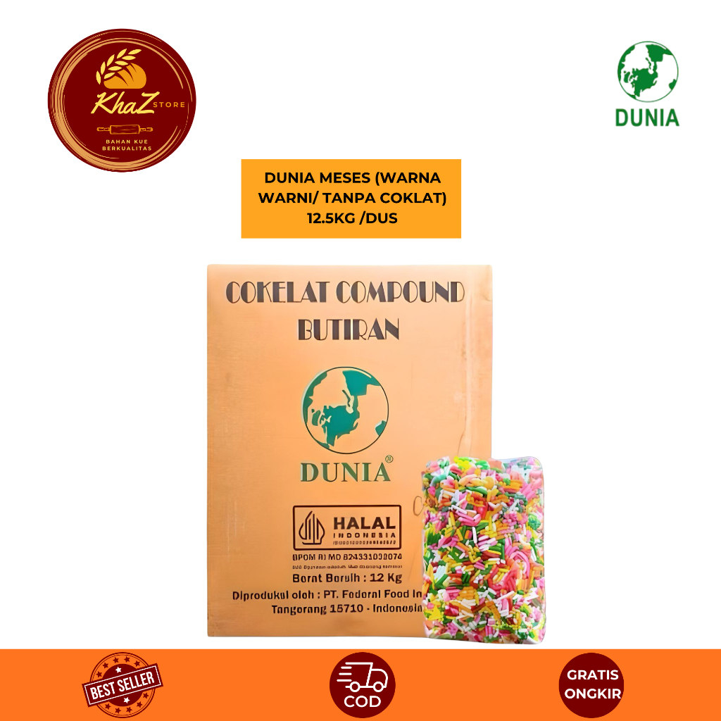Dunia Meses Warna Warni (tanpa coklat) 12.5kg (Pembelian 1dus)