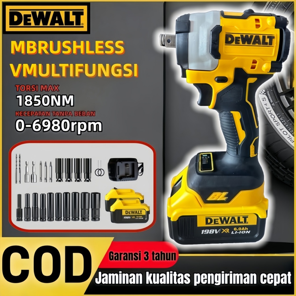 Impact Wrench 198V Cordless Impact Wrench listrik Bor Baterai Bor Listrik Impact Baterai Untuk Baut 