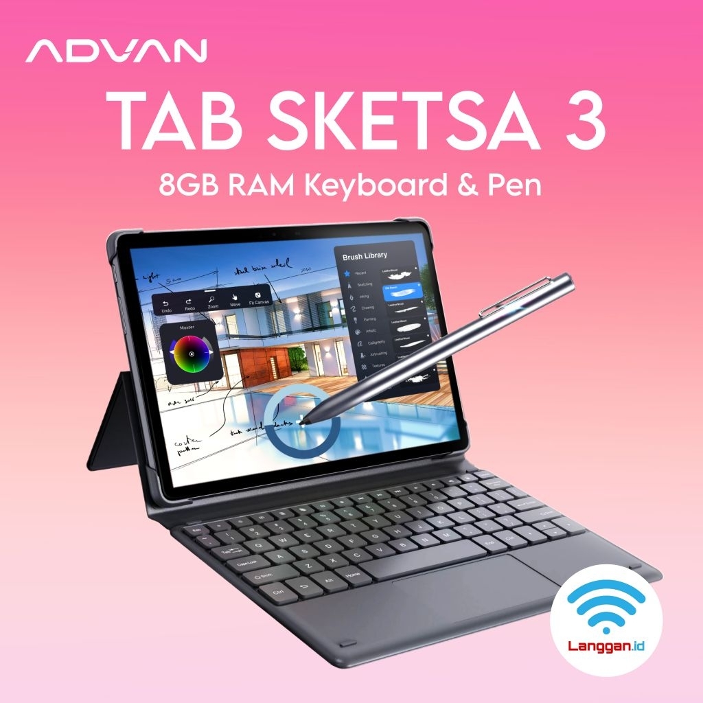 Fullset Tablet Sketsa 3 Fullset Pen stylus dan Keyboard Advan Tab Sketsa3 10 inch RAM 8GB atau 6GB T