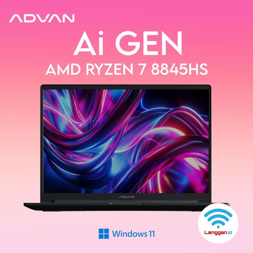 Laptop Advan Ai Gen AMD Ryzen 7 8845HS Ai With NPU AMD Ryzen Ai Ram 16GB SSD 512GB Windows 11 Laptop