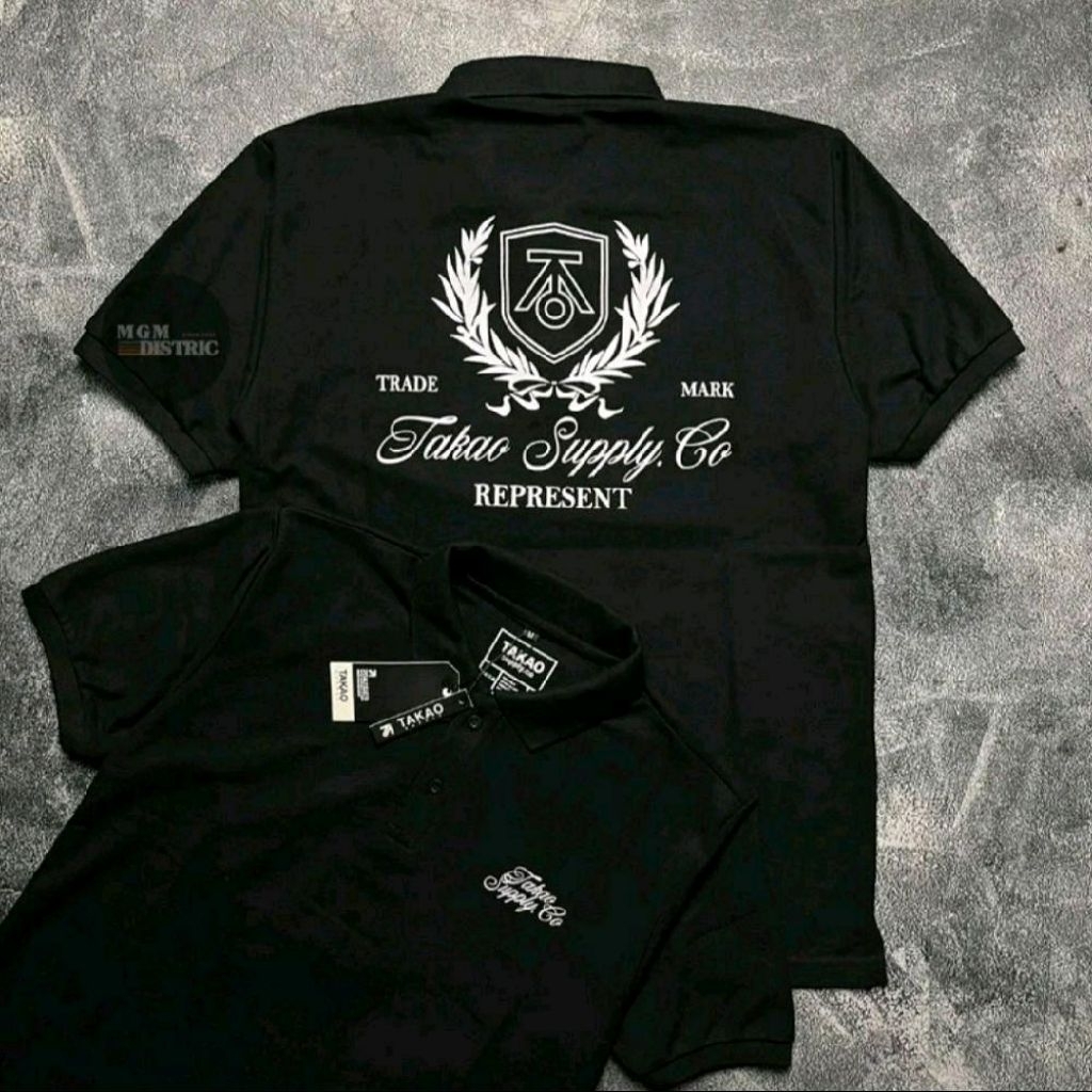 Takao Poloshirt Pria Motif Sablon Plastisol Baju Kaos Kerah Distro Cowok Trade Mark Represent Keren