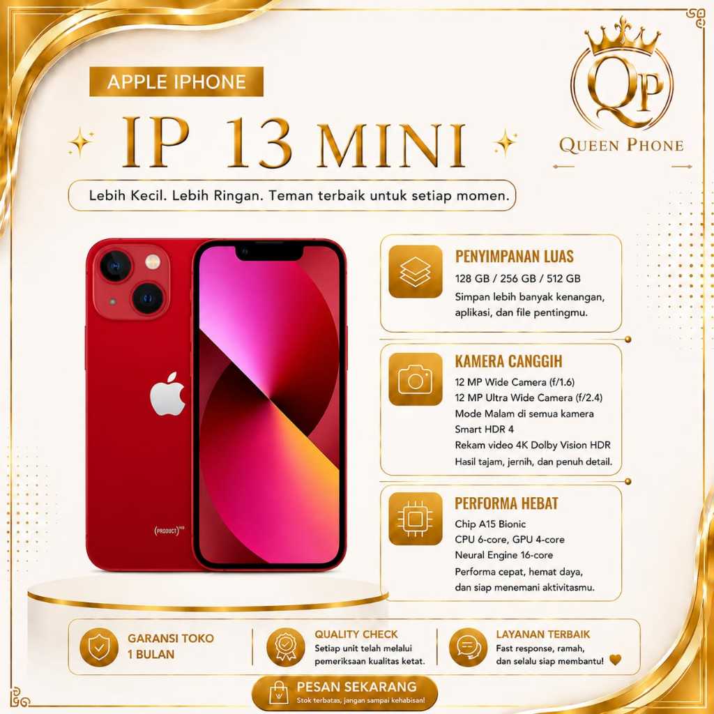 IP 13 MINI 128GB/256GB SECOND LIKE NEW FULLSET NO MINUS