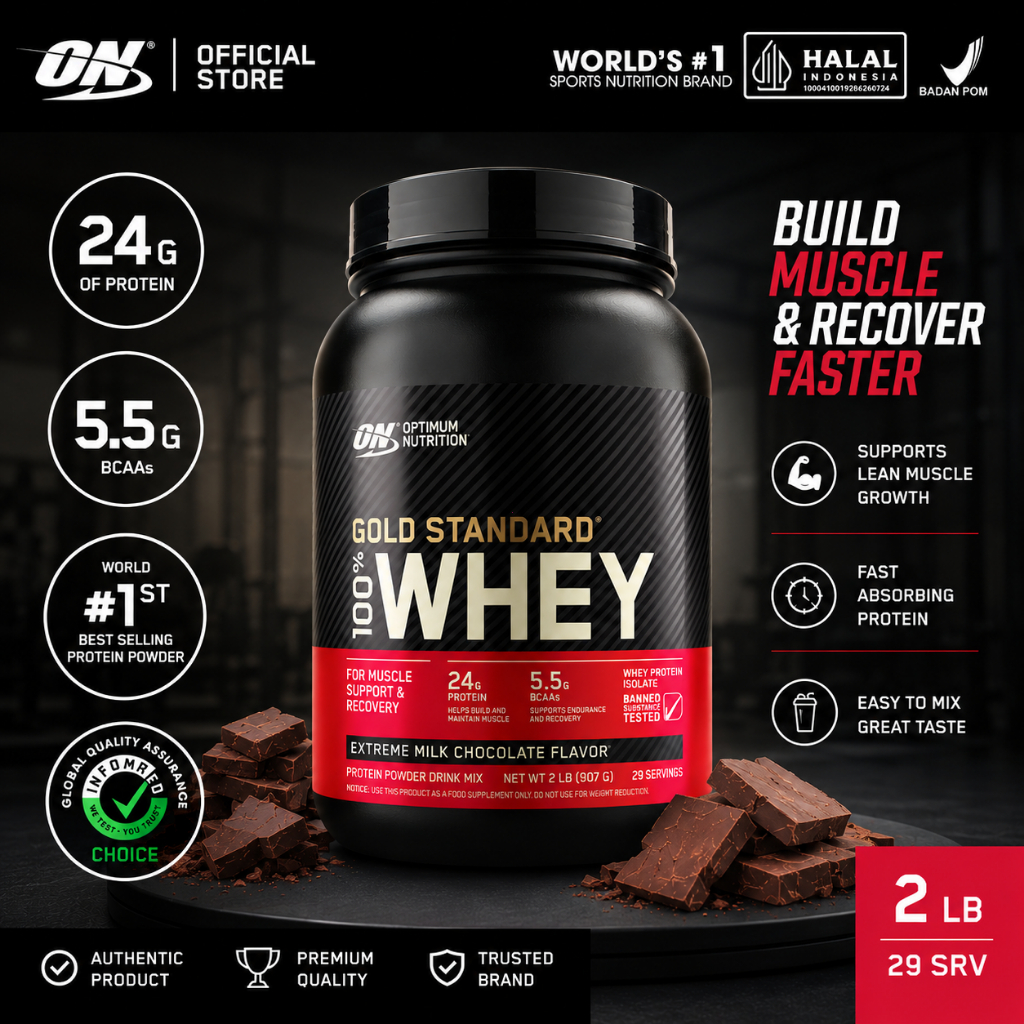 Optimum Nutrition Gold Standard 100% Whey 2lbs Double Rich Chocolate | ON Whey Isolate Susu Protein 