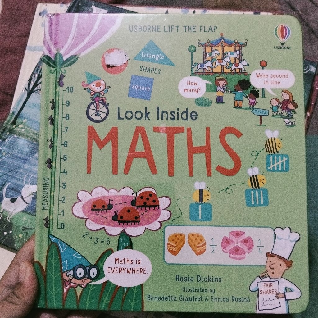 buku Usborne look inside maths, lift the flap, new segel