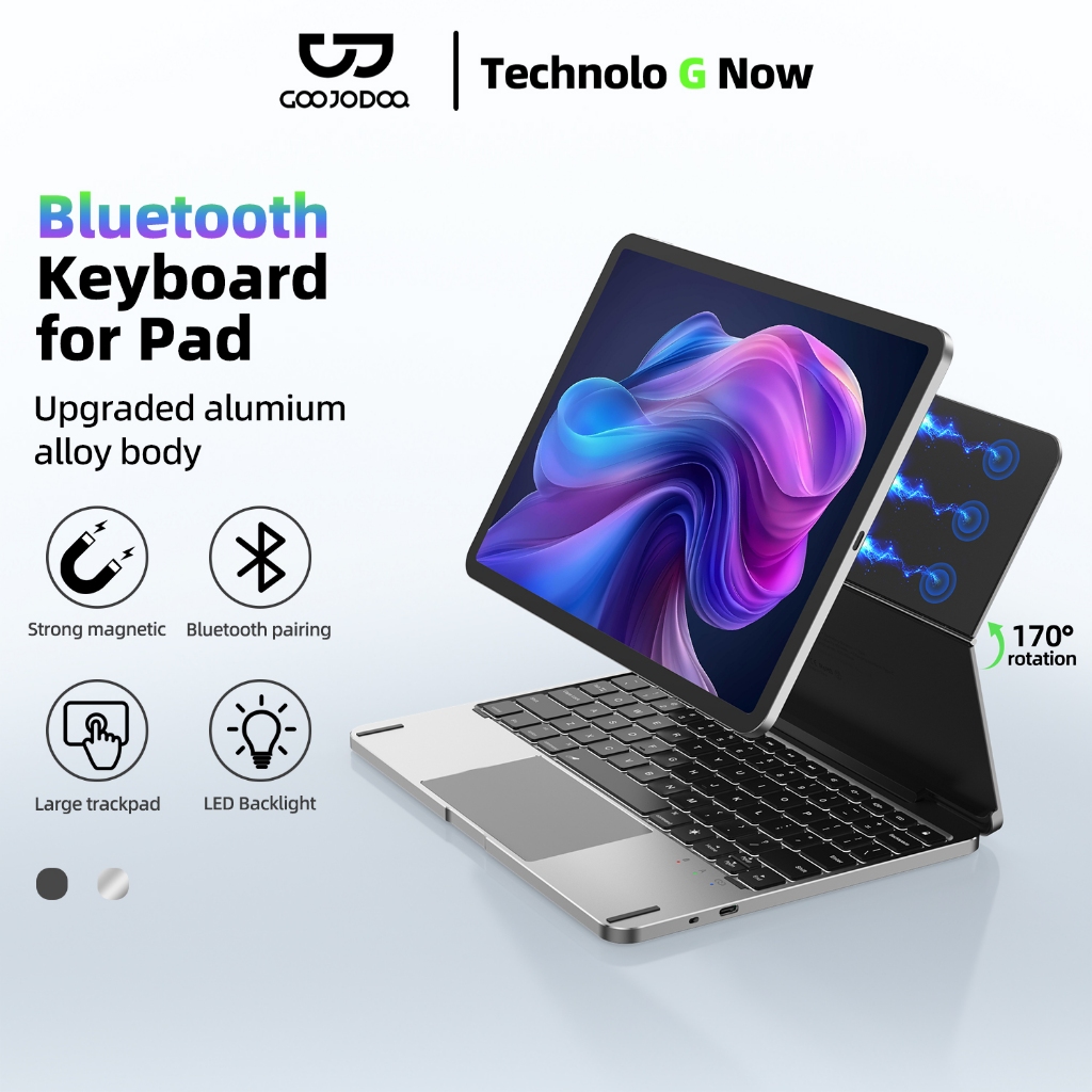 GOOJODOQ Magic Keyboard Case Paduan aluminium Case for iPad Pro 11 12.9  iPad Air 6 Air 5 Air 4 10.9