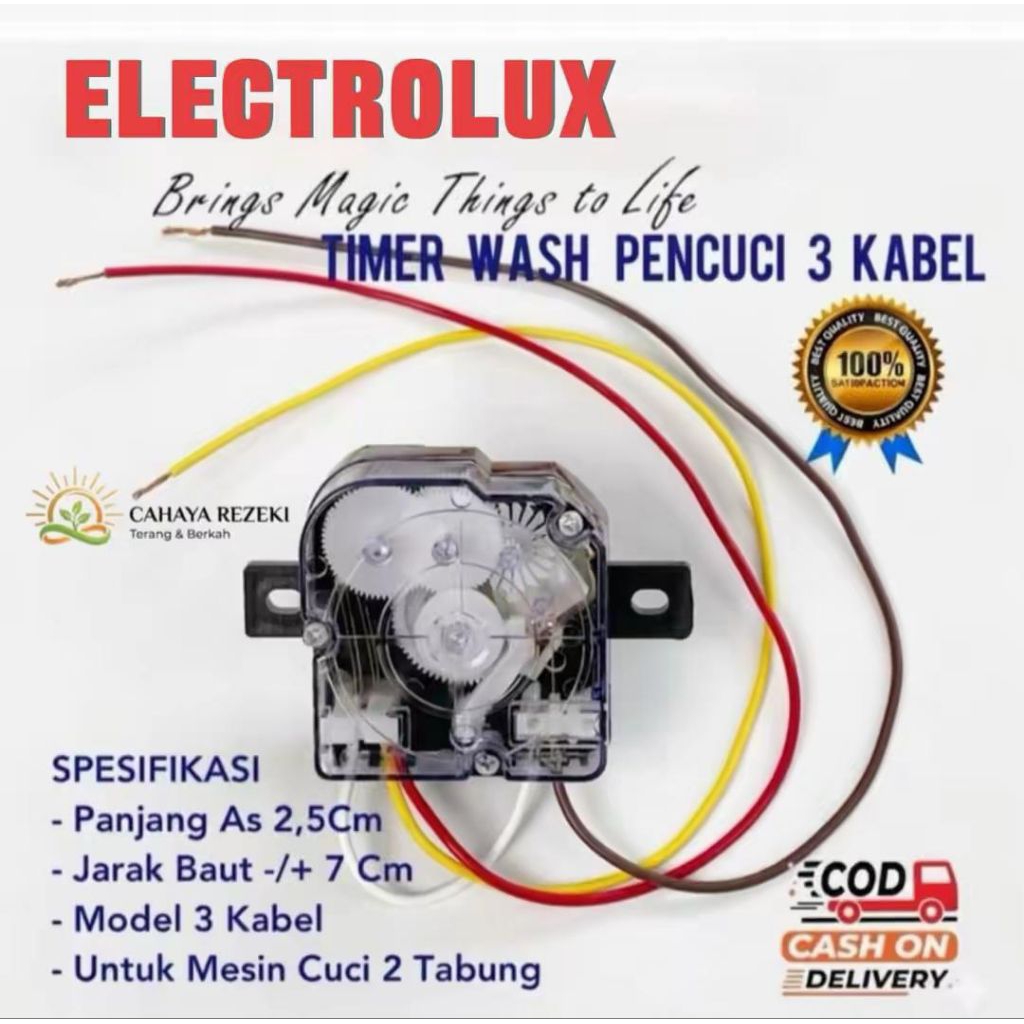 TIMER WASH MESIN CUCI ELECTROLUX 2 TABUNG 3 KABEL / TIMER MESIN CUCI ELECTROLUX