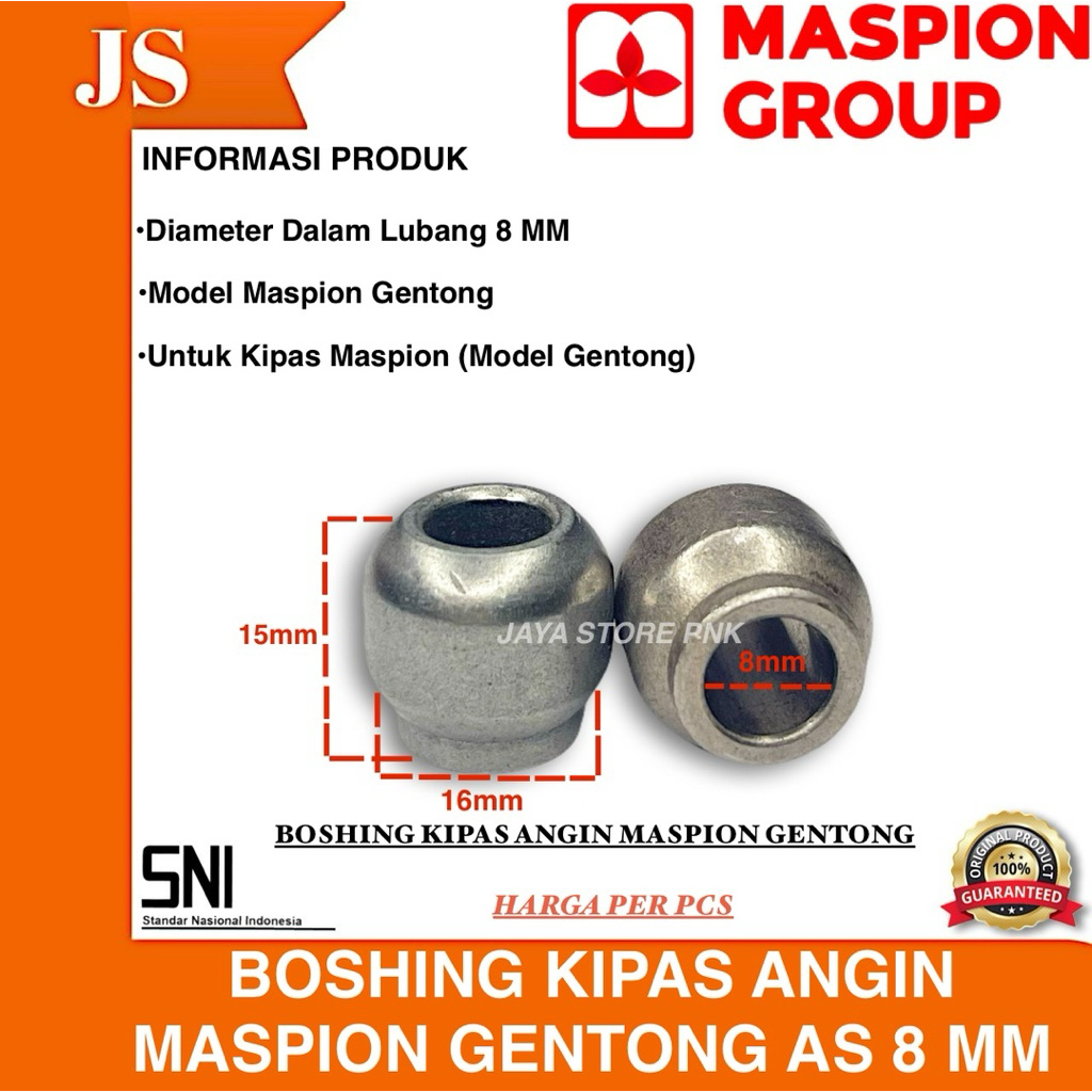 BOS BUSHING KIPAS ANGIN MASPION GENTONG AS 8 MM BOS BUSHING KIPAS ANGIN MASPION MODEL GENTONG AS 8 M