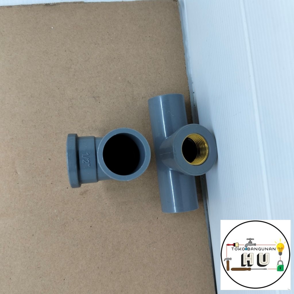Sambungan T Drat Dalam Kuningan 1/2 Inch RUSH