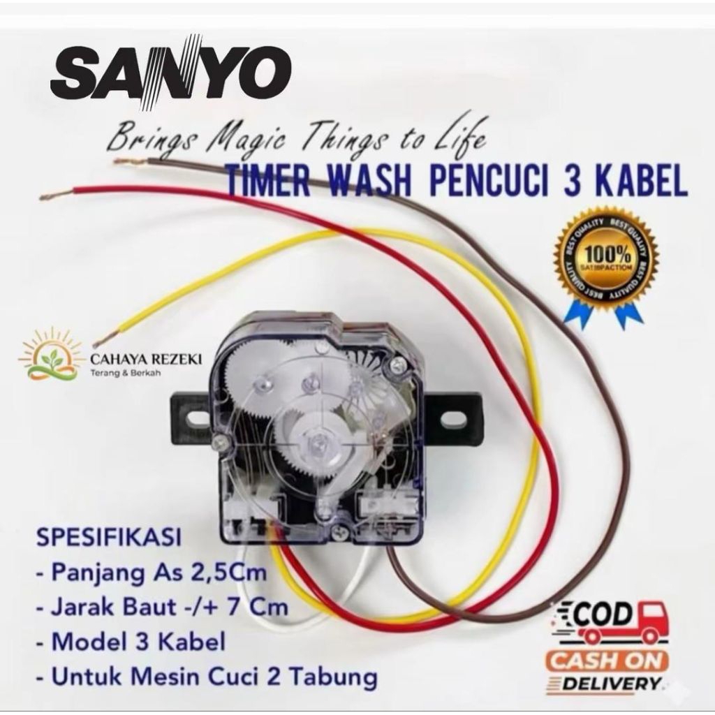 TIMER WASH MESIN CUCI SANYO 2 TABUNG 3 KABEL / TIMER MESIN CUCI SANYO