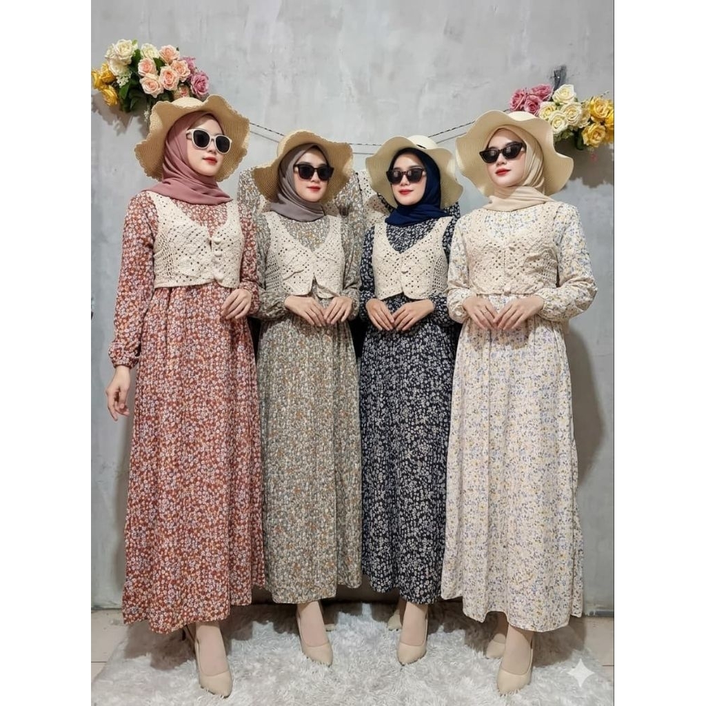 Maxi Vintage vest Rompi Rajut BKK Import R8 (2in1) Maxi+Outer Vest rajut import