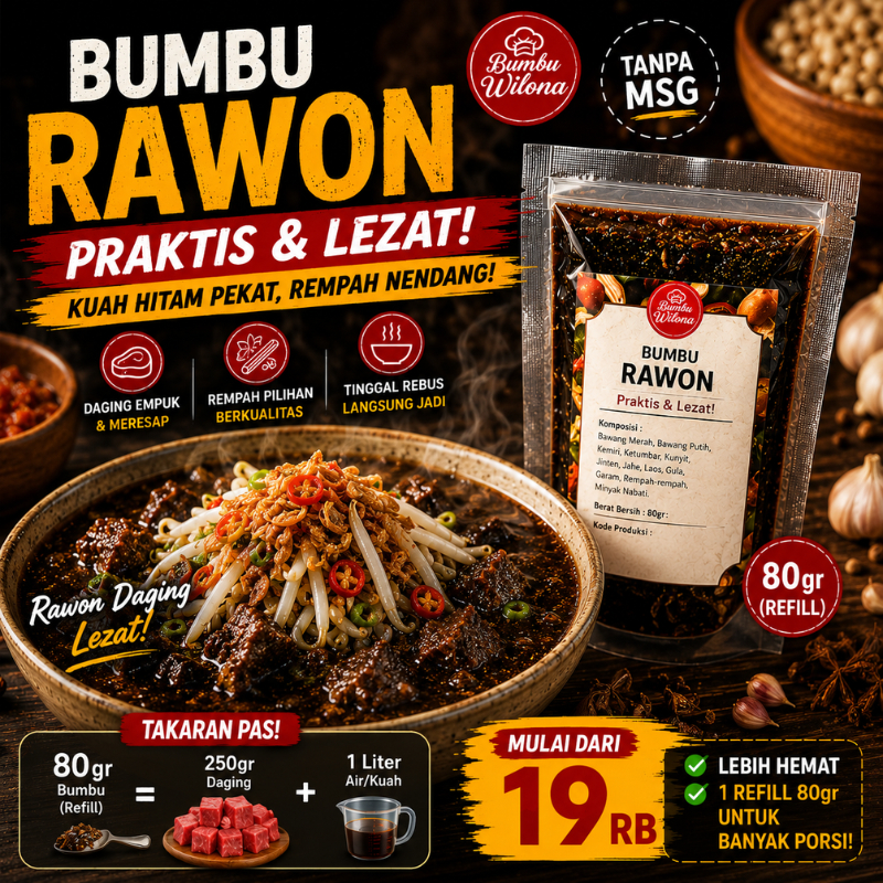 BUMBU RAWON | BUMBU MURNI FRESH HOMEMADE PREMIUM NON MSG/PERASA/PENGAWET