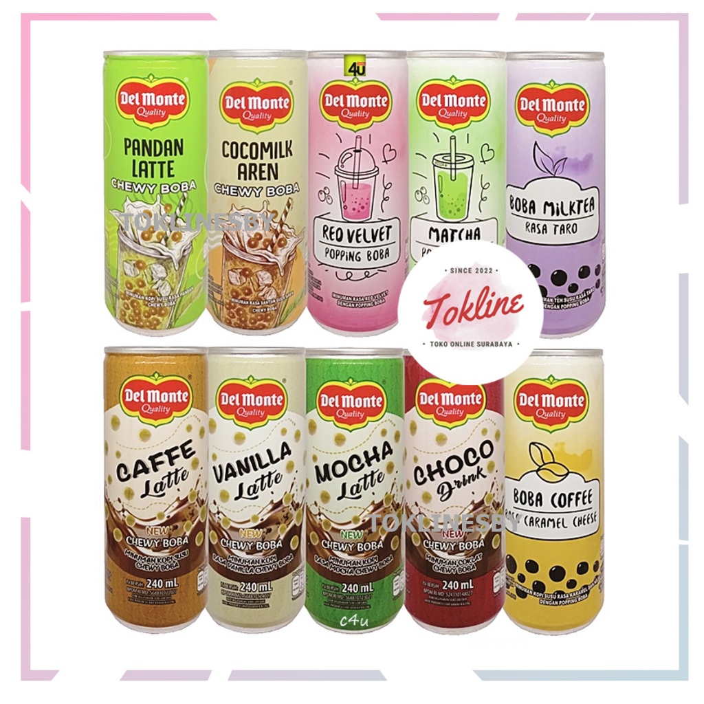 [ 1 Karton isi 24 Kaleng ] Delmonte Del Monte Drink Minuman boba 240ml