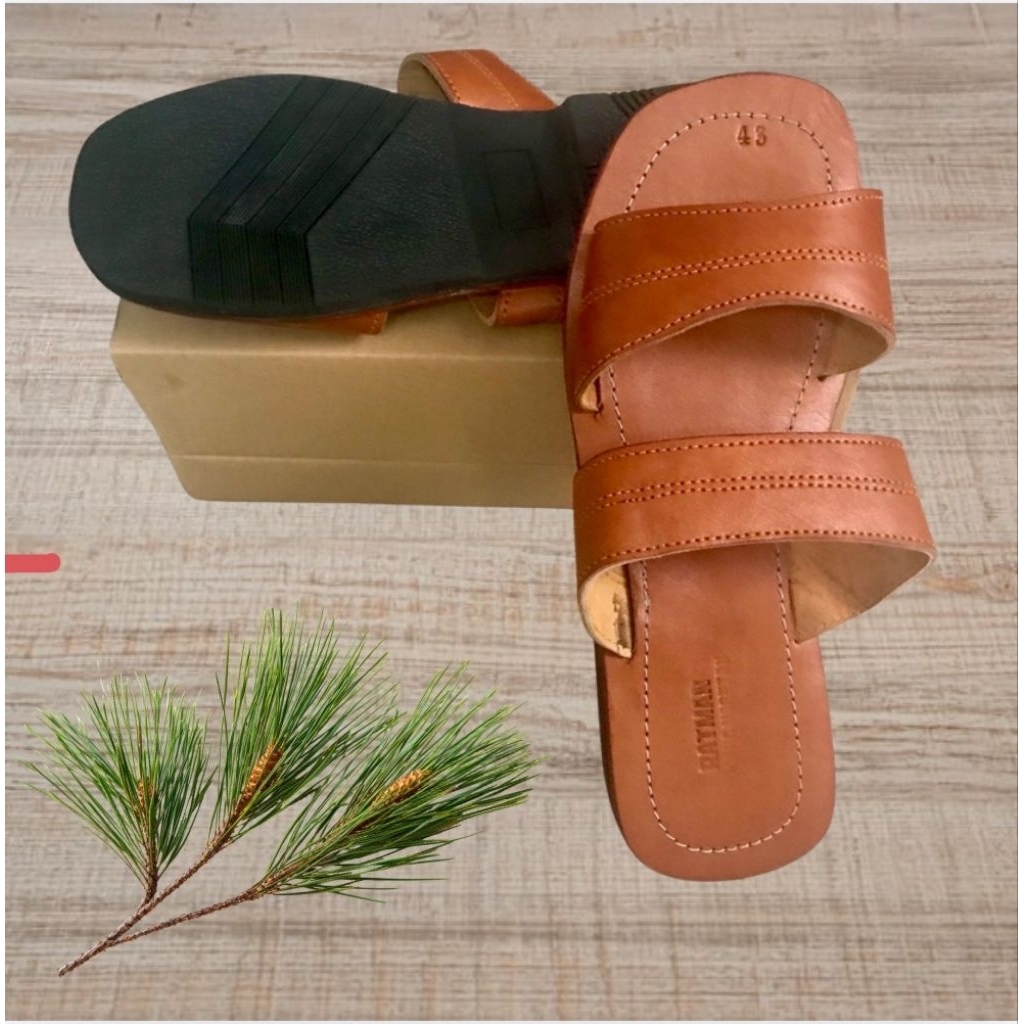 SANDAL PRIA KULIT  SAPI ASLI UKURAN 39-43 ANTISLIP HANDMADE MAGETAN