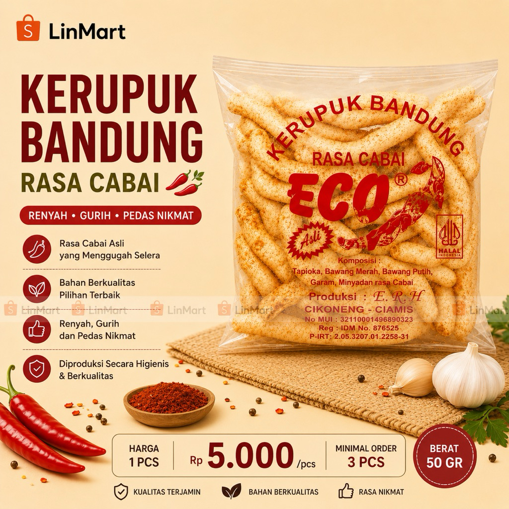 Cemilan kerupuk eco gurilem khas ciamis