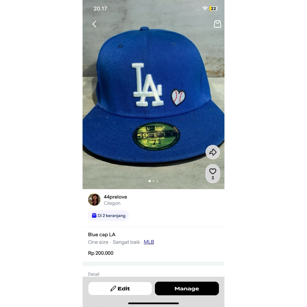 snapback LA biru