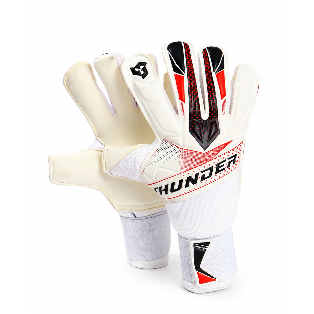 Sarung Tangan Kiper Thunder Varsha Putih Hybrid Negative Cut Goalkeeper Gloves