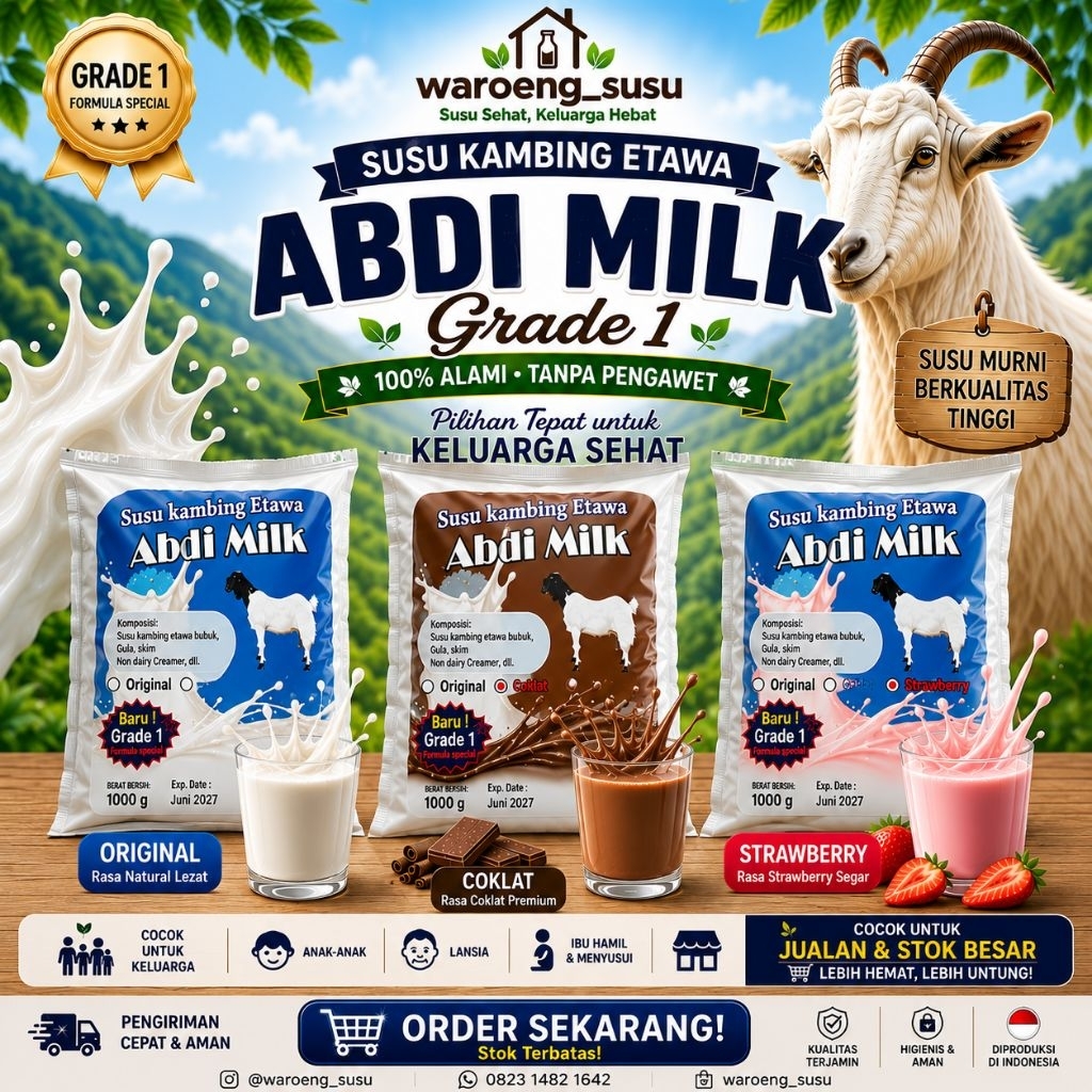 SUSU KAMBING ABDI MILK GRADE 1 STRAWBERRY