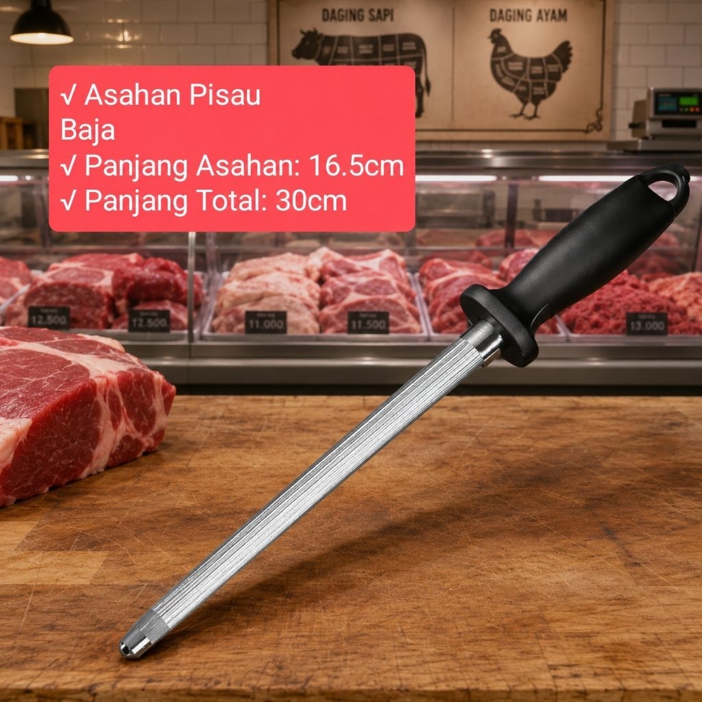 ASAHAN PISAU STICK 30cm/ Asahan Pisau Stick Sharpening Knife (HITAM)