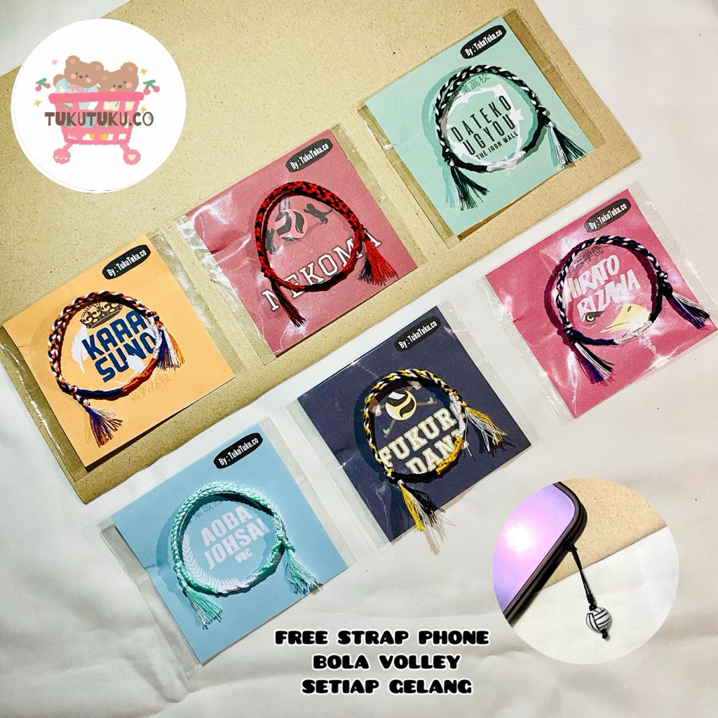 [Free Strap Volly]Gelang Benang Tali Anyaman Handmade Haikyuu / Gelang Anime Haikyuu / Gelang Tim Vo