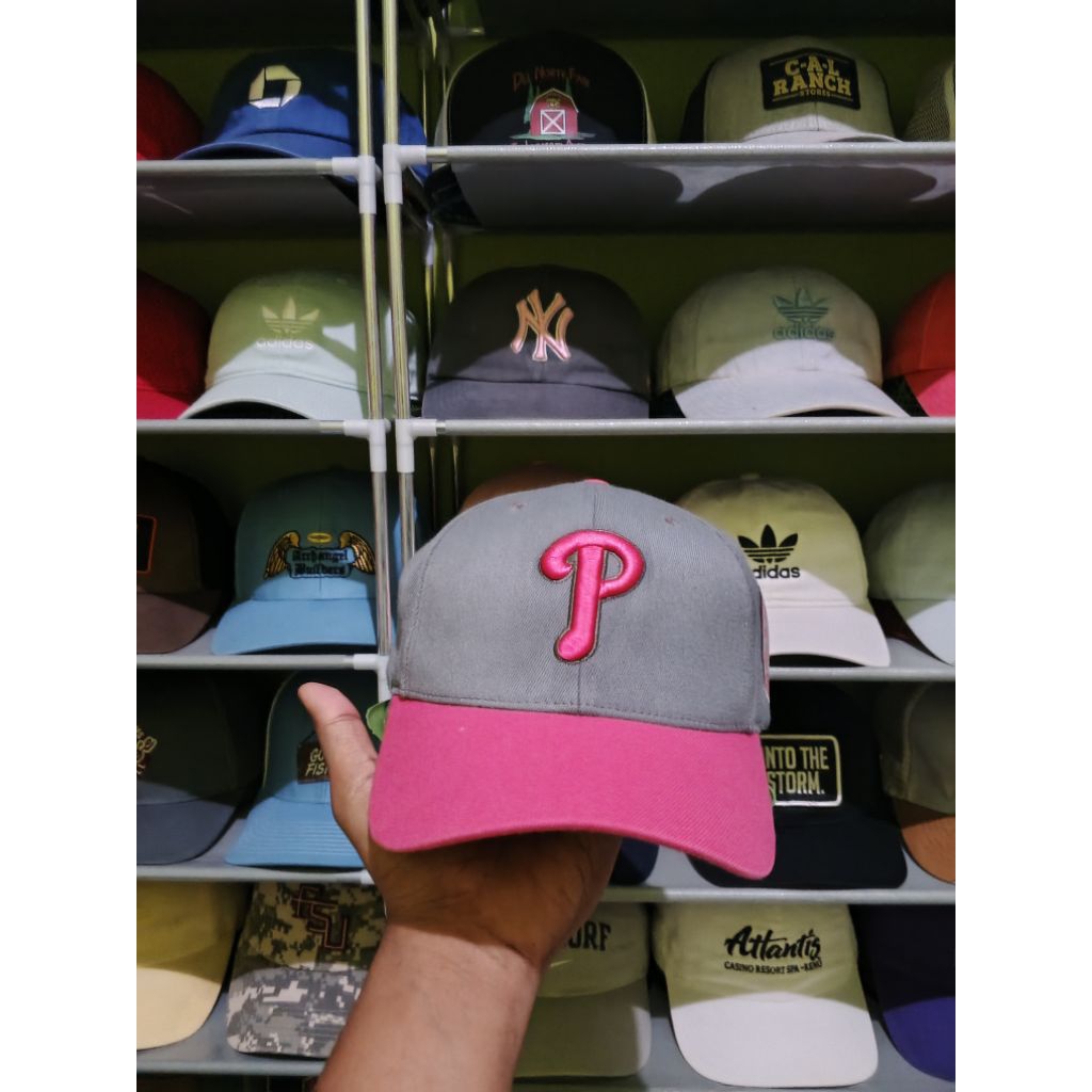 Topi Brand Second Unisex melbong setelan logo P visor bordir