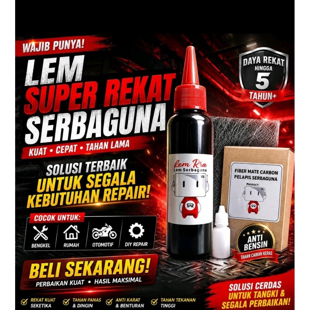 LEM PEREKAT SERBAGUNA LEM TANGKI MOTOR/MOBIL SERAT CARBON FIBER ATOMIZER SUPER KUAT