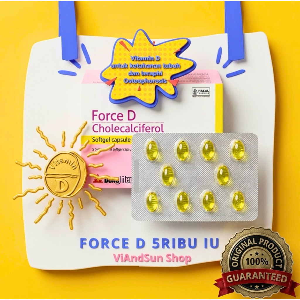 Force D Vit D3 5000 IU 50 Kap Lunak / Vit D