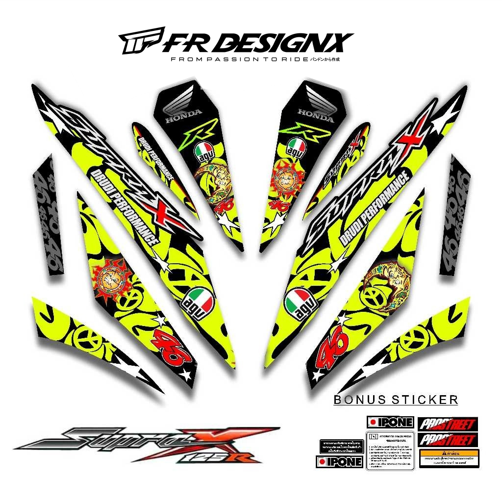 STRIPING STIKER SUPRA X 125 R 2007 - 2013 MTF ROSSI MUGELLO 46 / FRDESIGNX / STRIPING MODIF