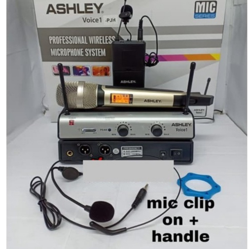 Mic Wireless UHF Ashley Voice1 PJH Clipon/Headset Handle Voice 1 Original