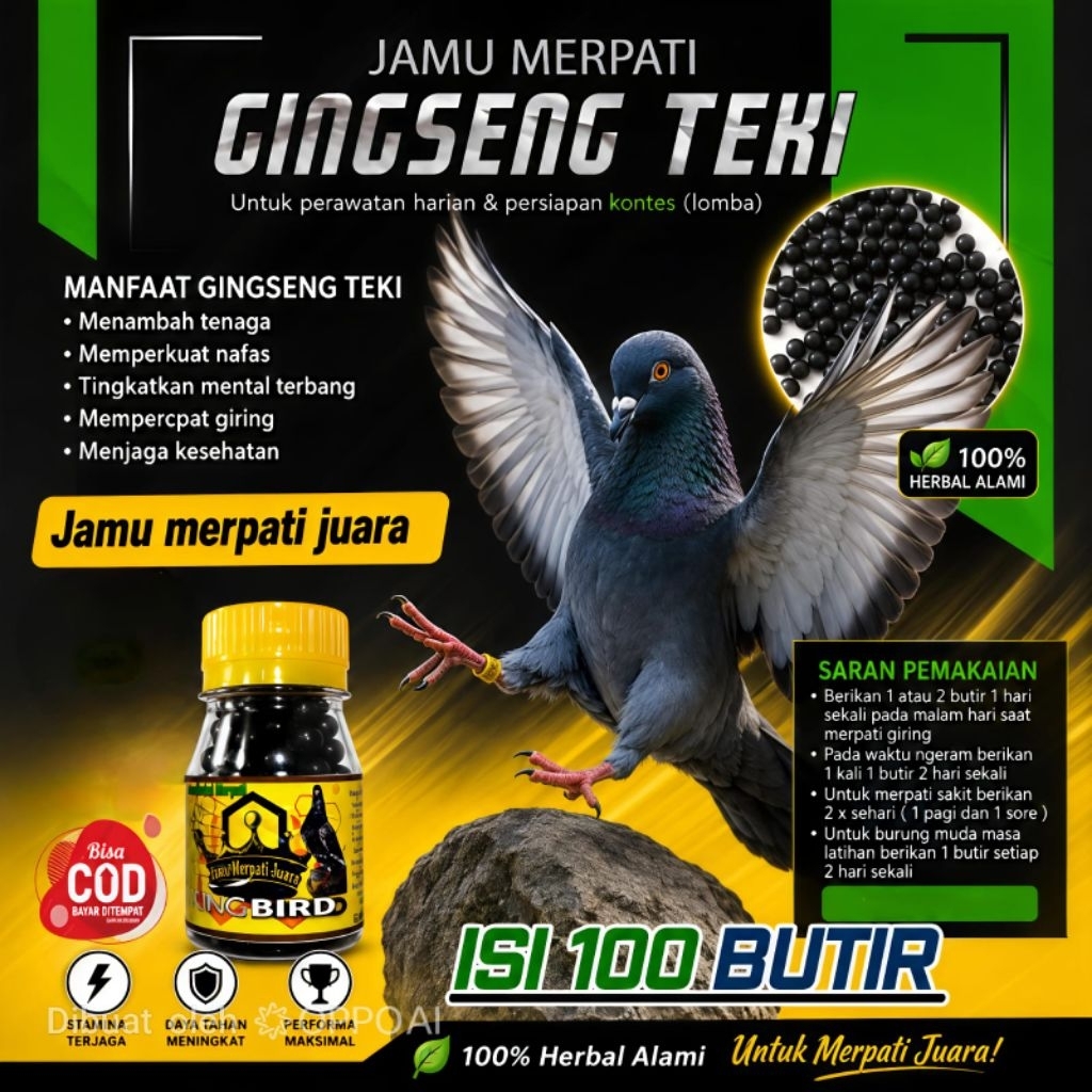3 King Bird Jamu Merpati Kolong balap tomprang rumahan Isi 100 Pil extra power door giring Keket ker
