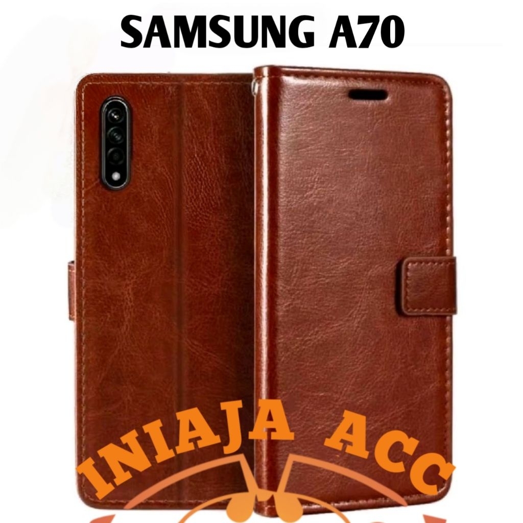 CASE SAMSUNG A70 LEATHER CASE SARUNG HP DOMPET KULIT FLIP COVER CASE BUKA TUTUP KESING DOMPET