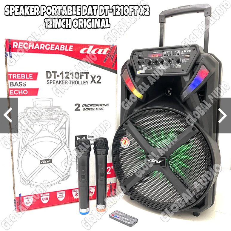 Speaker Aktif 12 Inch DT-1216 ECO DAT 2 mic wireless /Bluetooth Portabel 12 in full bass