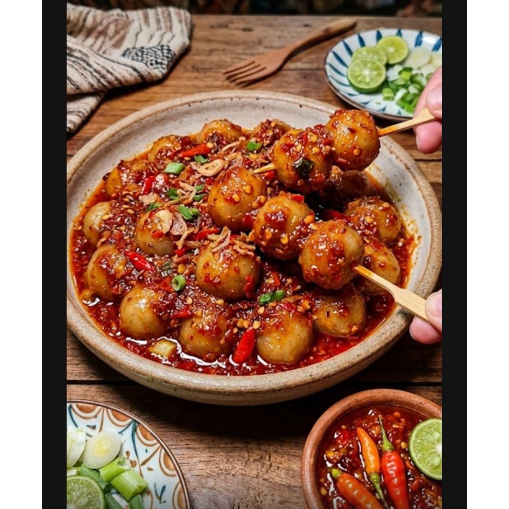 cilok aci isi ayam suir ( pedas gurih )